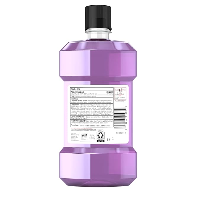 Listerine Smart Rinse Kids Alcohol-Free Anticavity Fluoride Mouthwash for Cavity Protection, Berry Splash Flavor, 500 mL