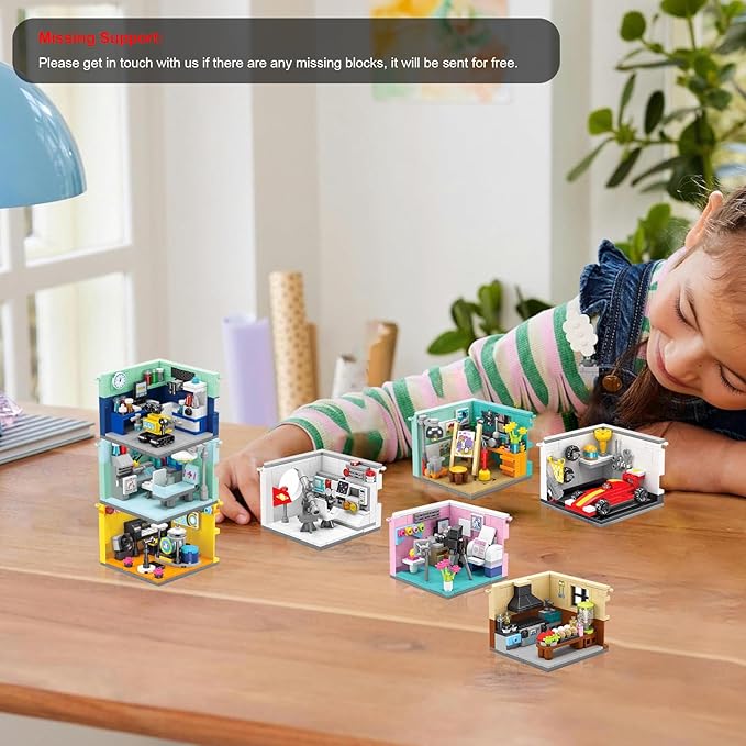 Toy Building Set, Friends House Collection 8 Packs Home Building Blocks Model Kit, Creative Construction Building Sets, Christmas Birthday Gift for Children Teens Kids Boys Girls 8+