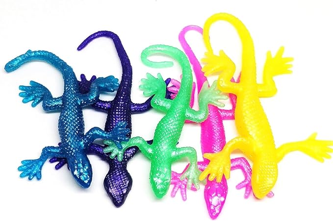 UpBrands Super Stretchy Lizard Toys 3" Bulk Set, 12 Colors, Sticky Gecko Birthday Party Favors for Kids, Goodie Bags, Easter Egg Basket Stuffers, Pinata Filler, Students Rewards (24 Pack)