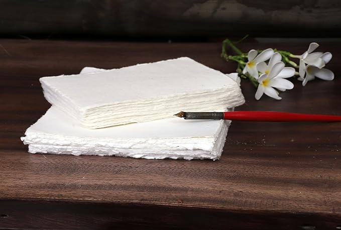 50 Pack Cotton Watercolor Paper with Deckle Edge 200 GSM Rough Textured Watercolor Paper for Writing