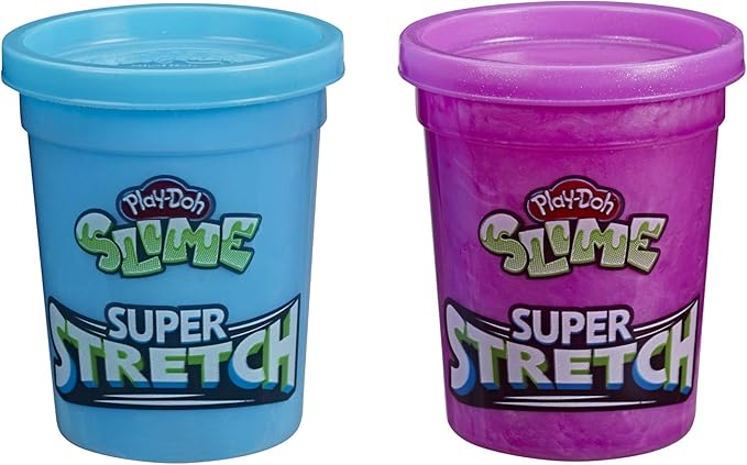 Play-Doh Slime Super Stretch 2-Pack for Kids 3 Years and Up - Purple and Blue