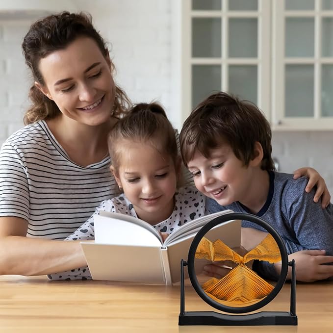 MXYATCJ | Moving Sand Art | Sand Art Liquid Motion | Sand Art Pictures | 3D Deep Sea Sandscape | Glass Sand Art Display | Sand Relaxing Gift for Adult | Home Office Decor | Desktop Toys | (10''Orange)