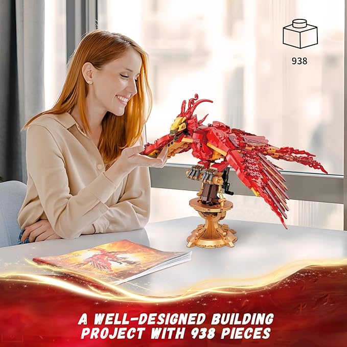 YEECHAO Harry Fire Phoenix Building Set, Magic Potter Phoenix Collection Model for Adults, Compatible with Lego Bird, Ideas HP Building Toy Gift for Kids Boys and Girls Ages 6+ (938 PCS)