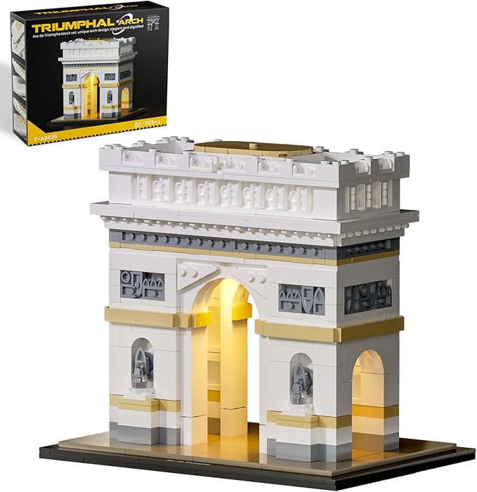 itshWOee Architecture Arc De Triomphe Building Set, Paris Collectible City Landmark Architectural Building Toys with Lights, Home Décor Paris Gift for Adults and Kids Age 6+