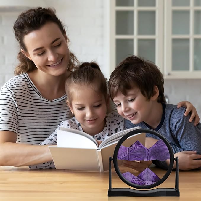 MXYATCJ | Moving Sand Art | Sand Art Liquid Motion | Sand Art Pictures | 3D Deep Sea Sandscape | Glass Sand Art Display | Sand Relaxing Gift for Adult | Home Office Decor | Desktop Toys | (10''Purple)