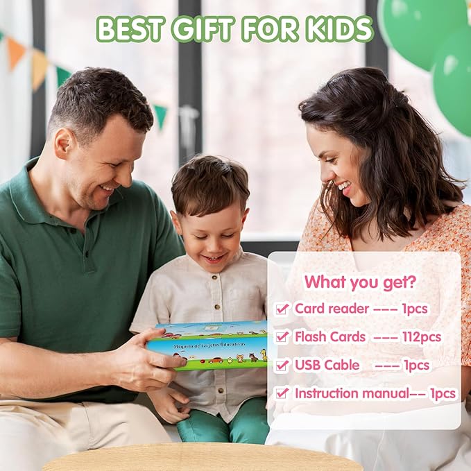 Spanish Talking Flash Cards for Toddlers 1 2 3 4 5 6 Years Boys Girls, Bilingual Toy for Kids Pocket Speech Audible Flashcards, Educational Sensory Toys