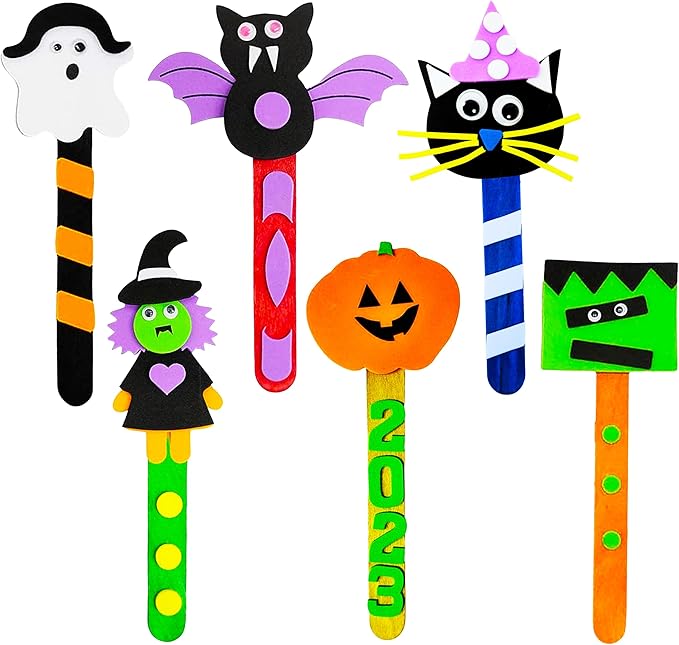 4E's Novelty Halloween Bookmark Craft for Kids 2024-12 Pack Bulk Kids Halloween Crafts Ages 4-8, 8-12 Halloween Activities for Kids Classroom Halloween Bookmarks, DIY Foam Halloween Craft Kit