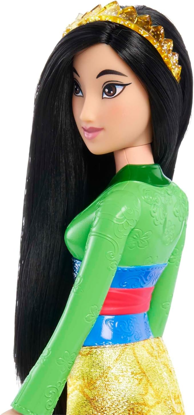Mattel Disney Princess Toys, Mulan Fashion Doll, Sparkling Look with Black Hair, Brown Eyes & Hair Accessory, Inspired by the Movie Mulan