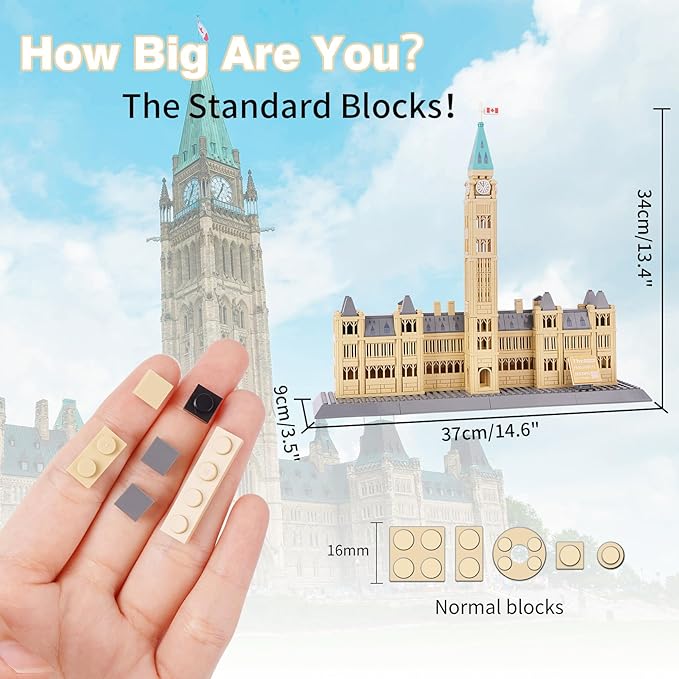 Oichy Parliament Hill Model Building Kits, World Famous Architectural Building Blocks Set, Ottawa Parliament Toy Building Sets for Adults and Kids(608 PCS)