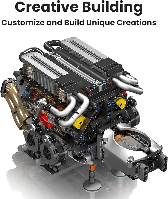 Mould King W16 Engine Toys Building Sets, Model Engine Kit for Adults, V8 Mini Engine Scale Model with Motor, 10131 STEM DIY Building Kits That Works, Blocks for Adults Boys Kids Aged 14+(952 Pieces)