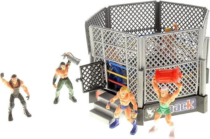 PowerTRC 32 Pcs Wrestling Toys for Kids, Wrestler Play Set with 2 Wrestle Rings Style, 12 Super Wrestlers, Many Realistic Accessories, Toy Figures Cake Topper Birthday Party Decoration Play Set Gift