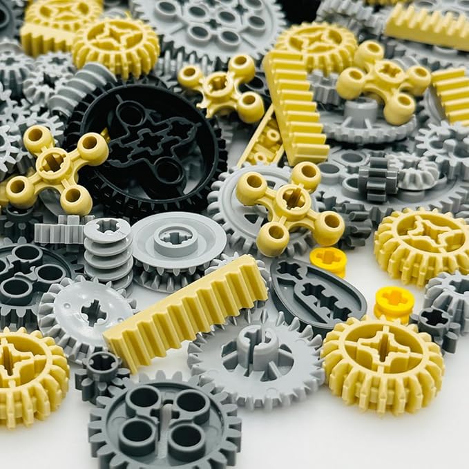 Technical Parts Wheels Gears Building Blocks Accessories Pieces kit Construction Toys Set for Kids 6yrs+ Compatible with Major Brands