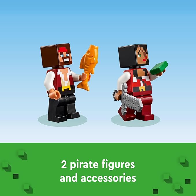 LEGO Minecraft The Pirate Ship Voyage, Boat Toy Playset for Kids with Squid, Camel and Pirate Figures, Pirate Toy Building Set for Action Role-Play, Minecraft Gift for 8 Year Old Boys and Girls, 21259