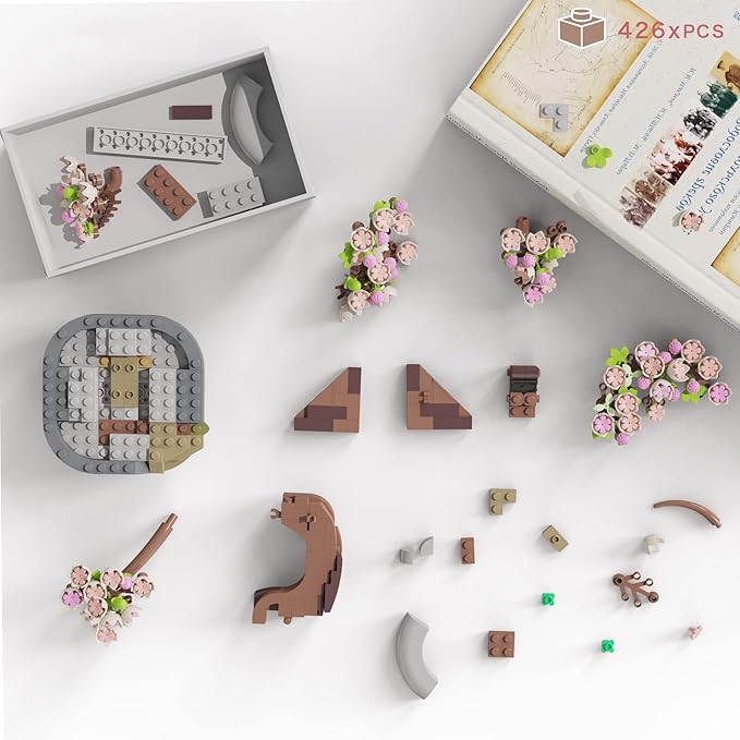Mini Bricks Cherry Blossom Tree Building Set - Sakura Bonsai DIY Toy, Birthday Gift for Kids 6+ Years Old