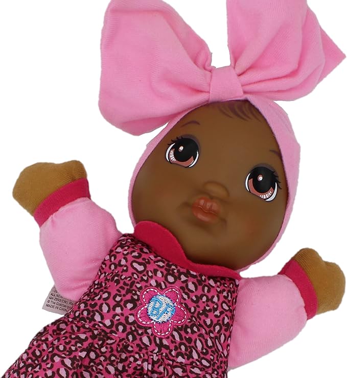 Baby's First Soft & Cuddly Baby Kisses African American Doll - Dressed in Print Top and Leggings - Press her Tummy for a Sweet Kisses Sounds and Says I Love You