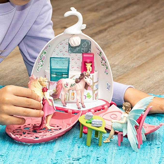 Schleich bayala Fairy Cafe Blossom - 21-Piece Magical Fairy and Unicorn Figurine Playset with Dollhouse and Accessories, Enchanted Play Dollhose for Girls and Boys, Gift Ready, Ages 5+