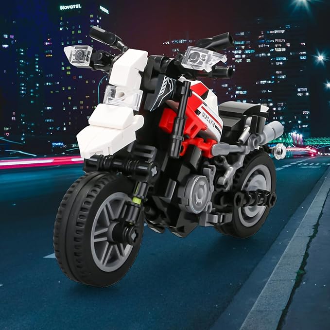 Motorcycle Building Blocks for Boys, 88012 Collectible Motorcycle Display Models Off-Road Motorbike Building Toy 303Pcs,Birthday for Age 6+ Boys, Compatible with Classical Brand Set