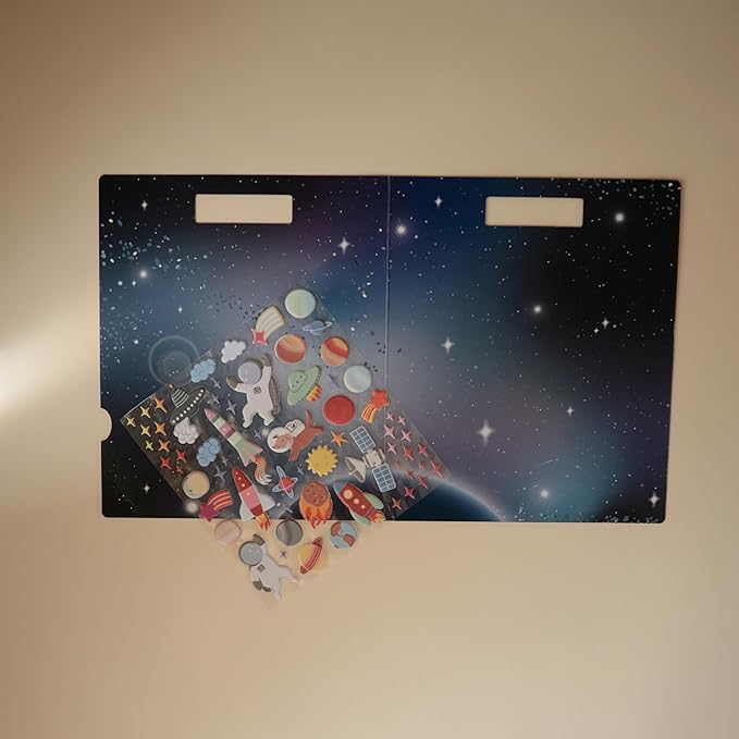 mushie Reusable Sticker Book Set (Space) | 100+ Removable Puffy Stickers | Arts & Crafts Activity for Kids | Ages 3+