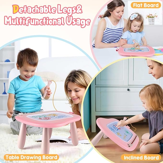 Smasiagon Magnetic Drawing Board for Kids- Girls Toys for Toddler 1-3 - Portable Doodle Board Educational Toys for Ages 2-4 - Birthday Easter Valentines Day Gift（Pink