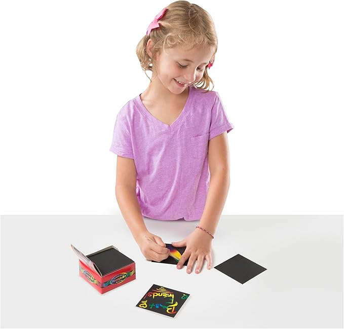 Melissa & Doug Scratch Art Rainbow Mini Notes (125) With Wooden Stylus - FSC Certified