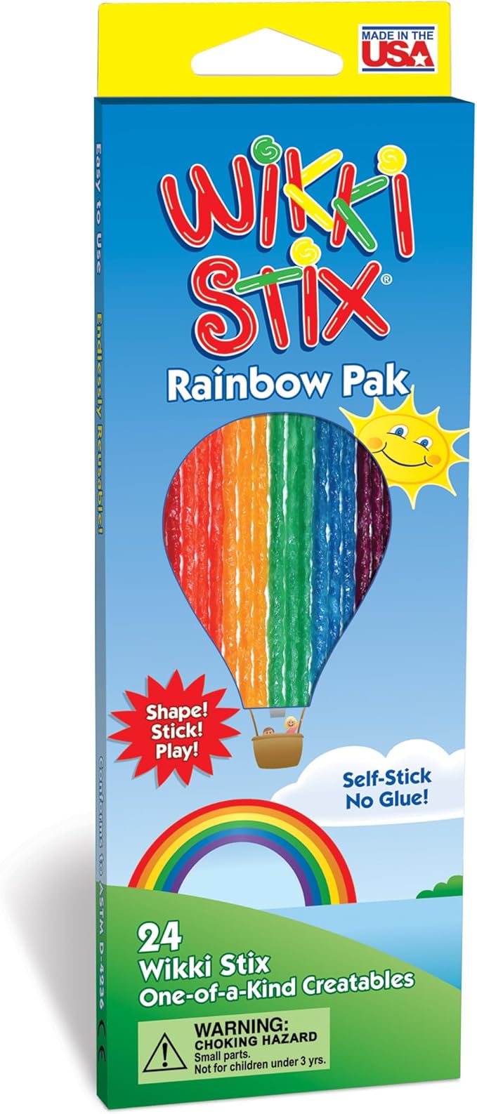 Wikki Stix Rainbow Pak Arts & Crafts, Kids Travel Essential, Pack of 24 in Rainbow Colors, Ages 3 & Up