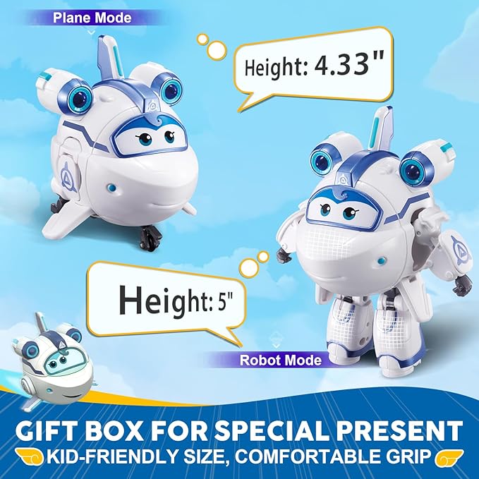 Super Wings 5" Transforming Supercharged Astra Airplane Toys Action Figure, Airplane to Robot in 10 Steps, Toy Plane Vehicle for 3-5 Year Old Boys & Girls, Birthday Gifts for Preschool Kids,White