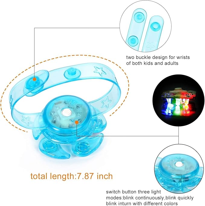 WELLVO 32 Pack LED Light Up Fidget Spinner Bracelets Party Favors For Kids 4-8 8-12, Glow in The Dark Party Supplies, Birthday Gifts, Treasure Box Toys for Classroom, Pinata Goodie Bags Stuffers