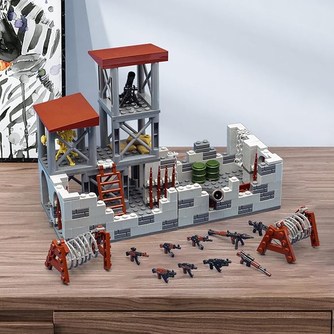 Military Base Building Brick Set, WW2 Army War Parts Accessories,STEM Army Defense Base Guard Tower Building Block Kit,Army Equipment Gear Sets,Christmas Birthday Gifts for Boys,Teens,Adults