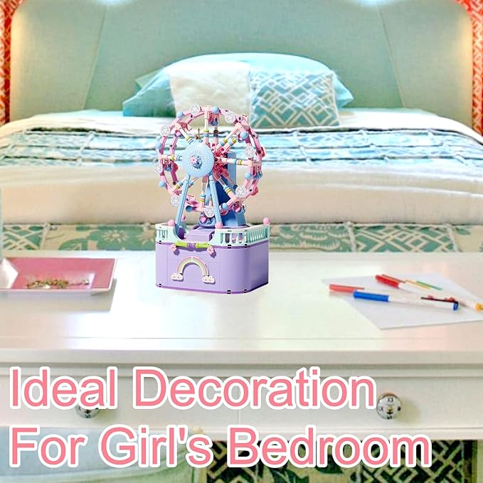 RIXINC Rotating Ferris Wheel Model Building Sets with Music Box, Girls Toys 6 7 8 9 10 11 12 13 14 Years Old and up, Toys for Girls Christmas and Birthday Gifts for Adults and Kids (710pcs)