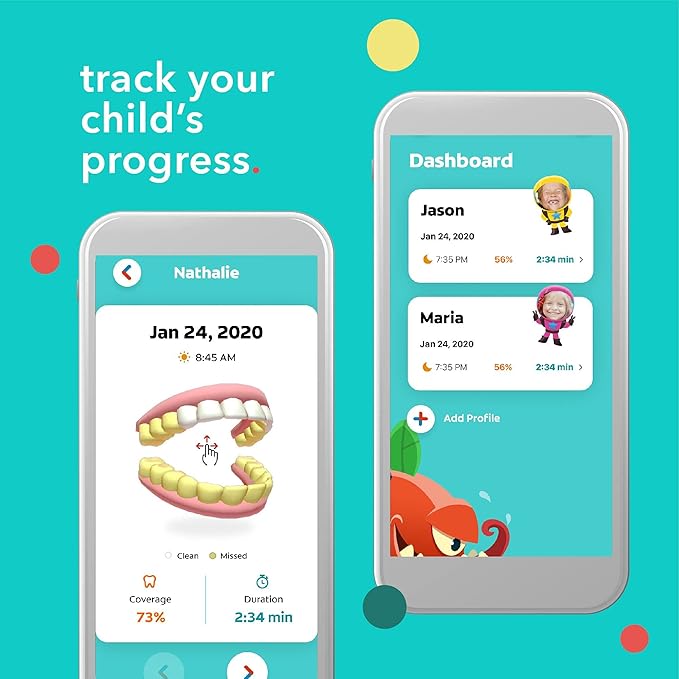 Hum by Colgate Kids Battery Powered Smart Toothbrush, Coral