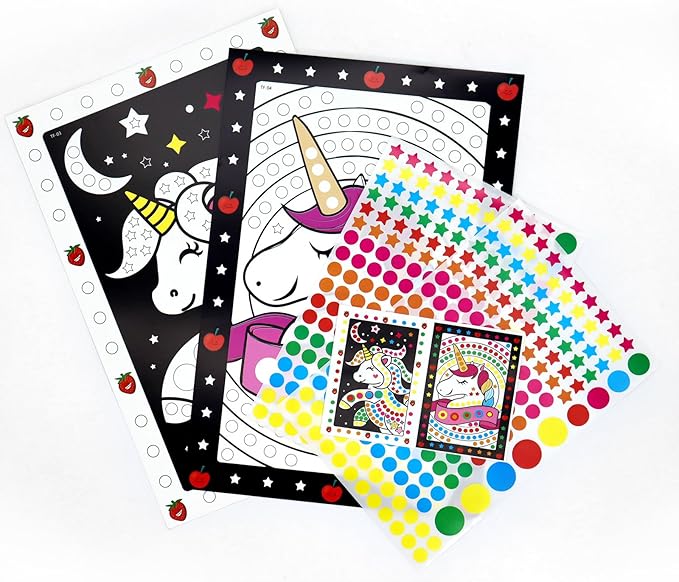 MAYAPHILOS 12 Patterns Fun Puzzle Dot Stickers Toys for Kids, DIY Cute Cartoon Animal Mosaic Art Kits for Girls Boy, Class Painting Craft Kit Christmas Birthday Gift