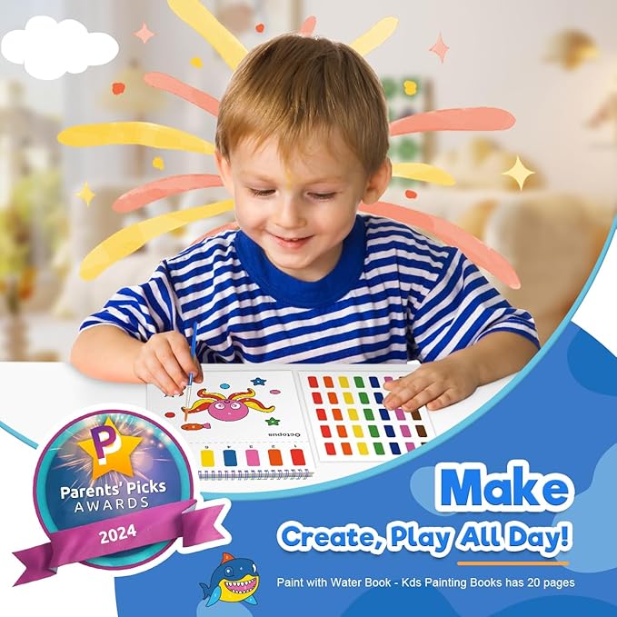 ZMLM Paint with Water Books for Kids - Easter Basket Stuffers Mess Free Coloring Activity for Toddlers - Arts & Crafts Gifts Toys for Valentines Birthday Christmas Boy Girls Ages 4 5 6 7 8(Sea)