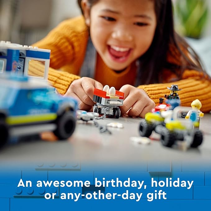 LEGO City Police Mobile Command Truck Toy with Prison Trailer, Drone, Tractor and ATV Car Toys Plus 4 Minifigures, Building Toy Ideas for Outdoor Play for Kids Ages 6 Plus, 60315