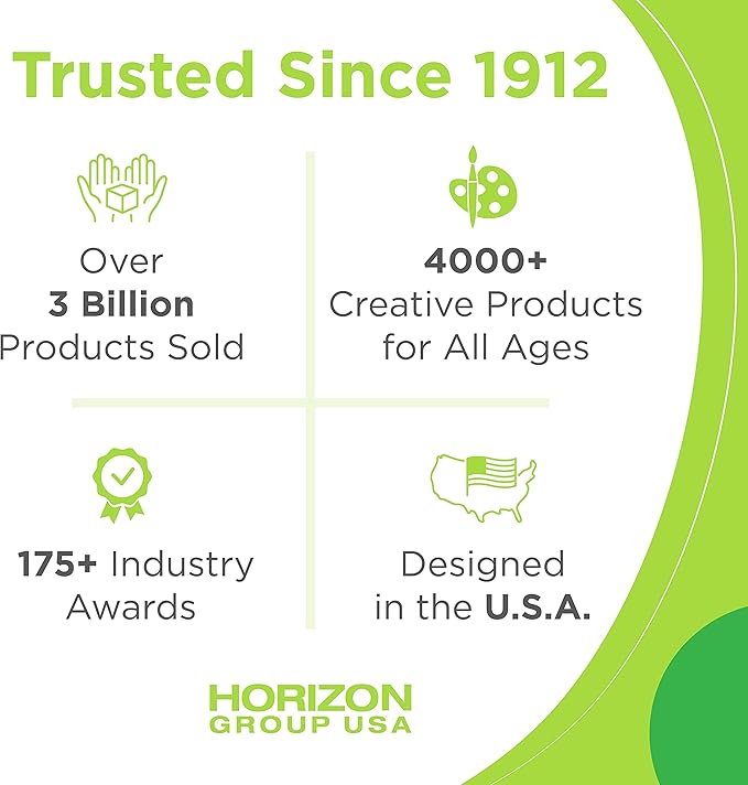 Horizon Group USA Pre-Printed Canvas & Paint Art Set. Ready to Paint 5" x 7" Canvas Panels, 12 Tempera Paints, 6 Easy-Grip Assorted Paintbrushes Included. Panda, Fox & Glitter Unicorn