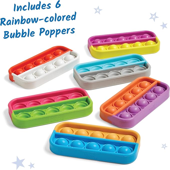 hand2mind Ten Frame Sensory Bubble Poppers, Pop Fidget Toys for Kids, Math Manipulatives Kindergarten, Counting Toys, Fine Motor Toys, Fidgets for Classroom, Calm Down Corner Supplies (Set of 6)