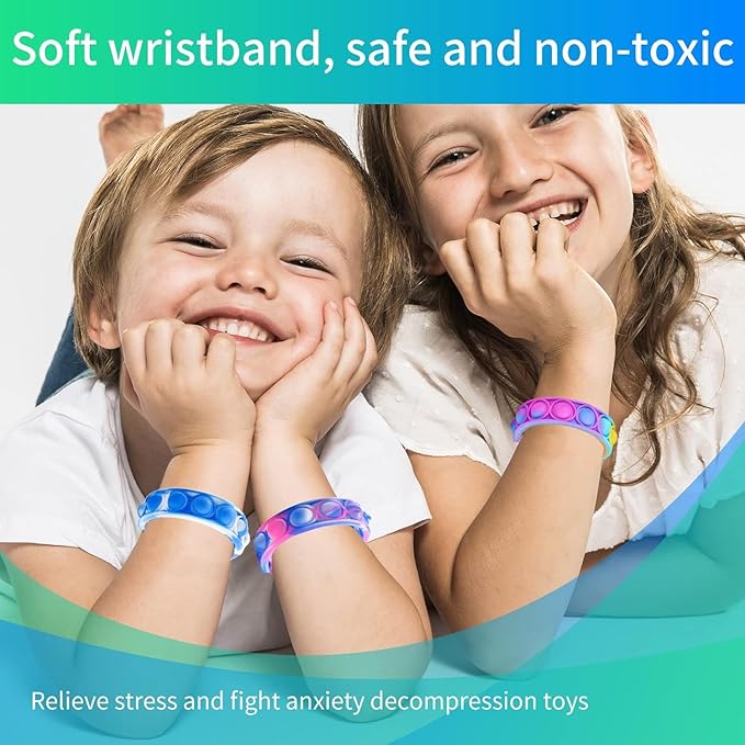 50pcs pop Bracelet,Random Pop Bubble Fidget Sensory Toys, Pop Toy Bulk for Party Favor, Classroom Student Prizes Easter Basket Goodie Bag Stuffers Christmas Valentine Gift for Kid