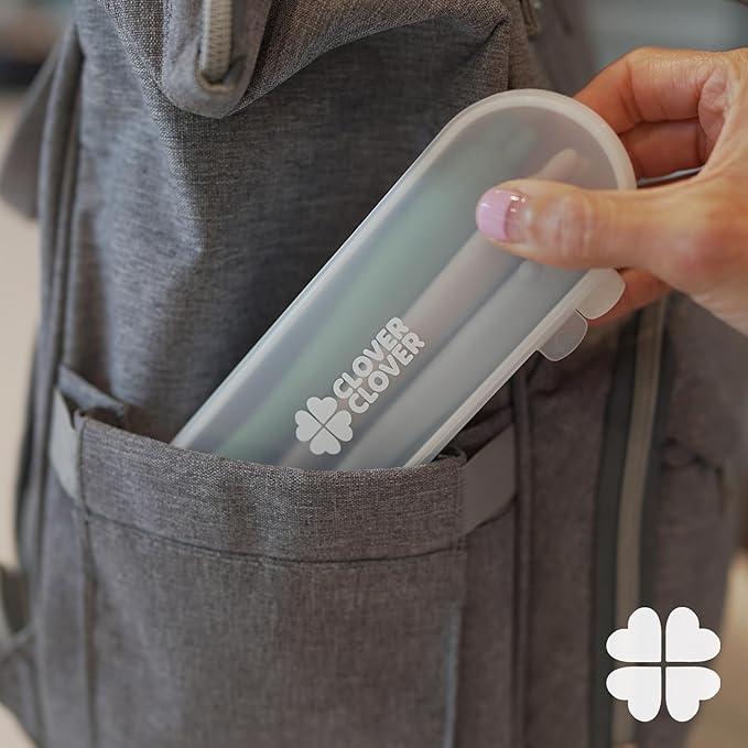 Silicone Baby Feeding Spoons-First Stage, Bendable Utensils for Infant & Parent-Baby Led Weaning, Toddler Self-Feeding & Training-Soft-Tip, Chewproof Teether l 4 Months + [5 Pack with a Portable Case]