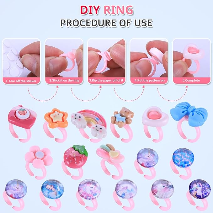 AIPRIDY 3200 Pcs Unicorn Jewelry Activity Kit,Clay Beads Bracelet Making Kit,Flat College Style Beading for Friendship Jewelry Making,Crystal Time Gem Ring Gifts,DIY Crafts for Teen Girls(Pink)
