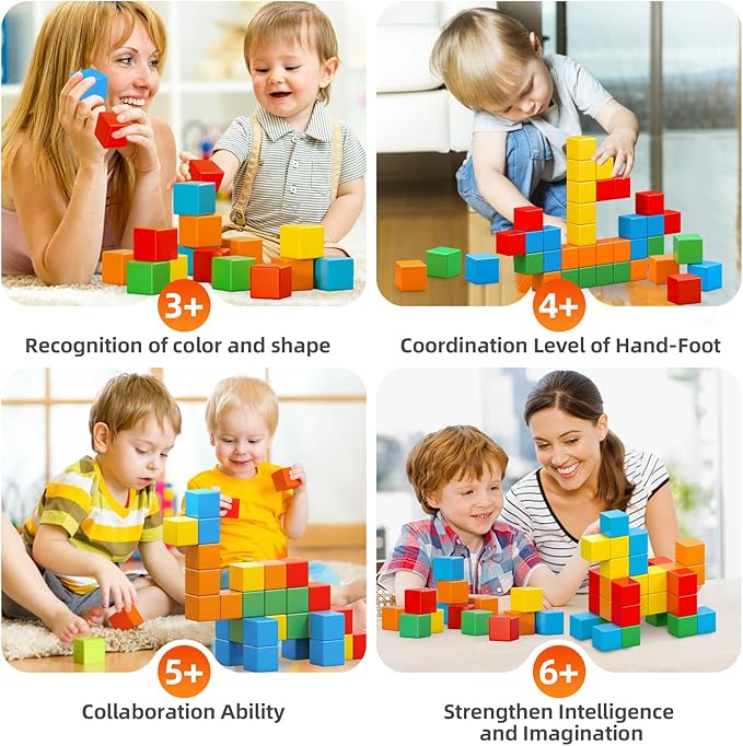 Magnetic Blocks, 1.41 inch Large Magnetic Building Blocks for Toddlers 3 4 5 6 7 8 Years Old Boys Girls Magnetic Cubes for Kids 1-3 Montessori Toys STEM Preschool Educational Building Cube 30 Pcs