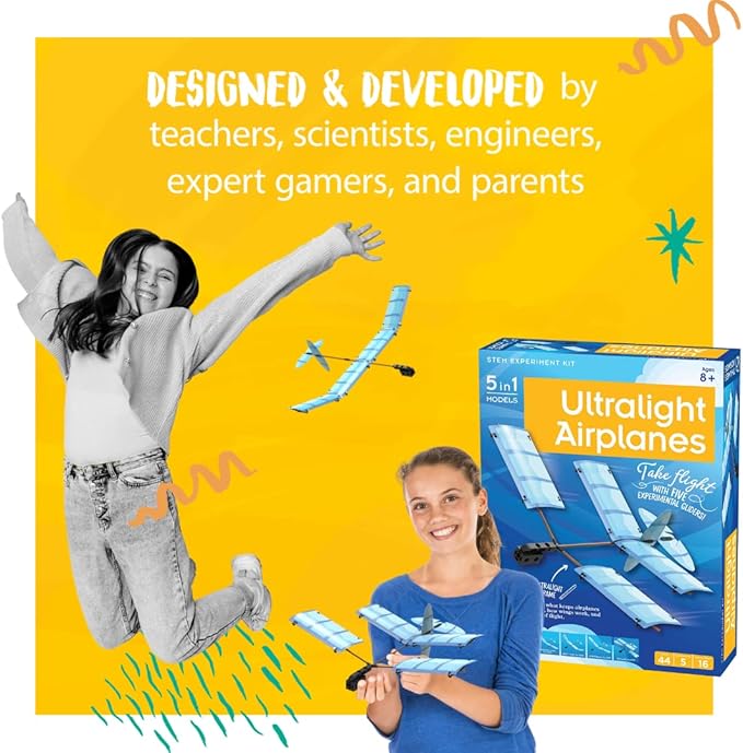 Thames & Kosmos Ultralight Airplanes STEM Experiment Kit | Build 5 Gliders | Learn How Airplanes Work | for Ages 8+ | Design Your Own Glider | Learn Physics and Aerodynamics