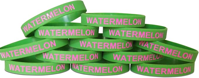 Novel Merk Watermelon Green Party Favor & School Carnival Prize Silicone Rubber Band Wristband Bracelet (12 pieces)