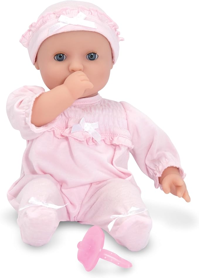 Melissa & Doug Mine to Love Jenna 12" Soft Body Baby Doll With Romper, Hat - Washable Doll Accessories, First For Toddlers 18 Months And Up