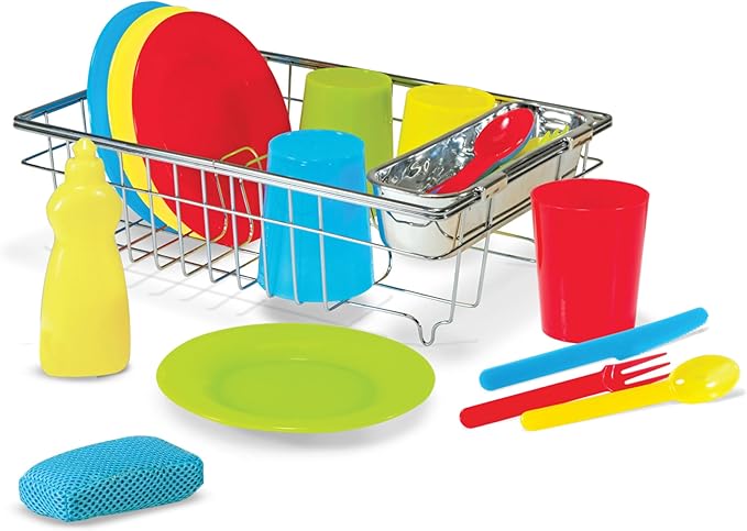 Melissa & Doug Let's Play House Wash and Dry Dish Set (24 pcs)
