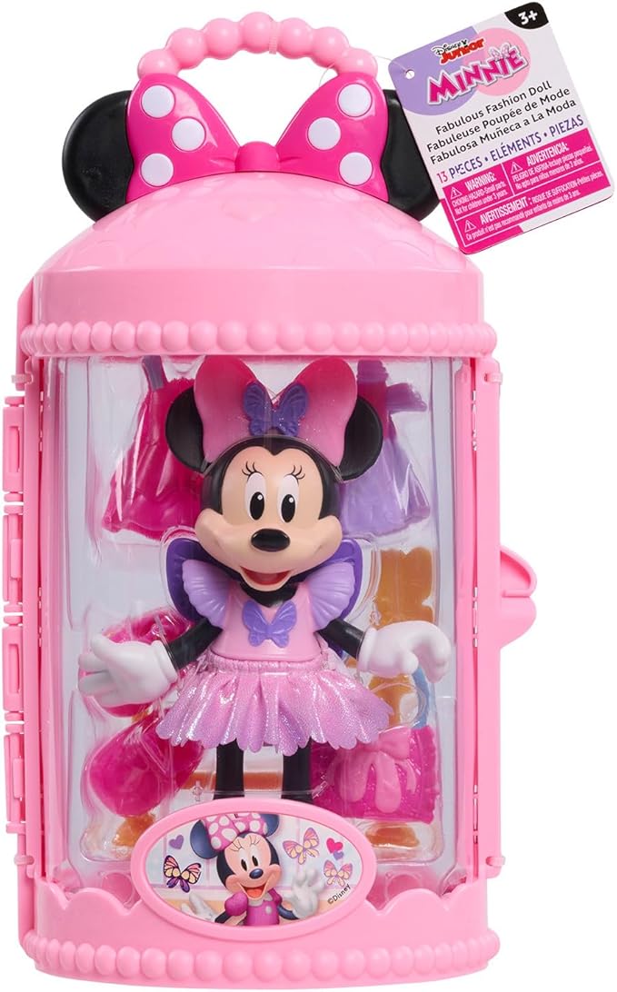 Disney Junior Minnie Mouse Fabulous Fashion Ballerina Doll, 13-piece Doll and Accessories Set, Kids Toys for Ages 3 Up by Just Play