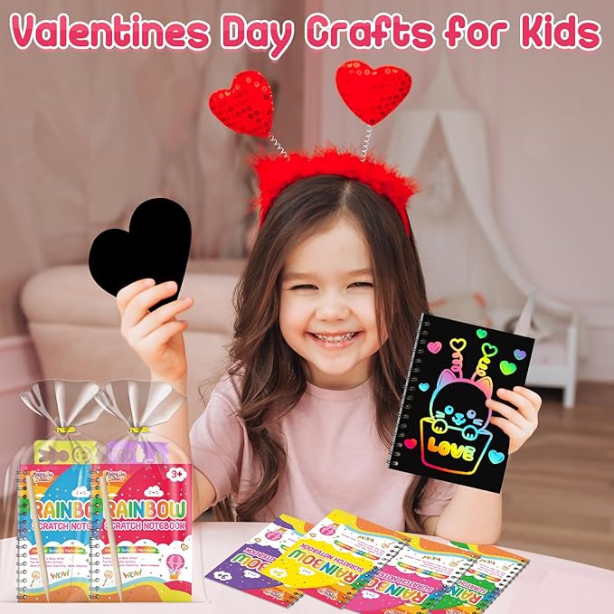 Party Favors for Kids: 16 Pack Rainbow Scratch Art Notebook Classroom School Supplies Bulk for Girls Boys Goodie Bags Stuffers, Return Gifts for Birthday Party Valentines Gift Kid Crafts