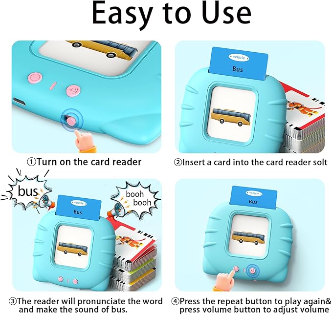 Kidzdo 540 Sight Words Talking Flash Cards with Music, Pocket Speech Therapy Toys, Montessori Toys, Learning Educational Teaching Gifts for Ages 2 3 4 5 6 Years Old Boys and Girls, Aqua