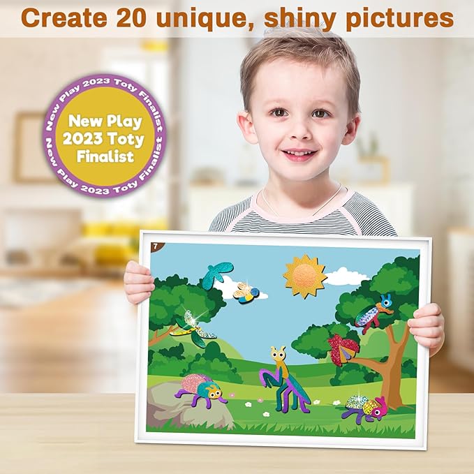 SOOVSY 200 Sheets Insect Foil Art Fun Kit for Kids, Foil Art for Kids Crafts Kit DIY Creative Activity Birthday Christmas Gift Travel Toys for 4 5 6 7 8 9 Years Old Kids Girls Boys