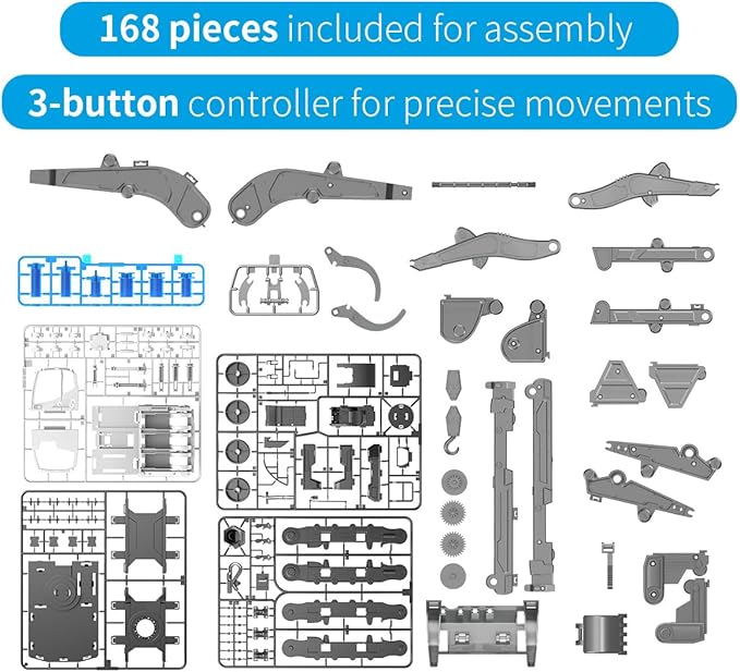 STEM Building Block Assembly Toy Set for Kids 8-12 Years Old - 3-in-1 Hydraulically Powered Construction Toy Including Excavator, Crane, and Timber Loader,Stem Toys for Age 8-12 Boys＆Girls