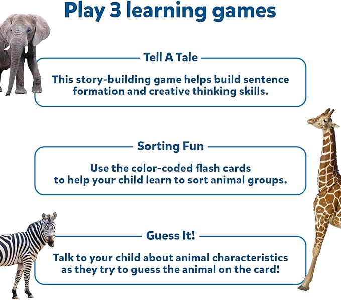 Skillmatics Thick Flash Cards for Toddlers - First 100 Animals, Montessori Toys, Preschool Learning Activities, Learning Aids, Gifts for Kids Ages 1, 2, 3, 4 Years