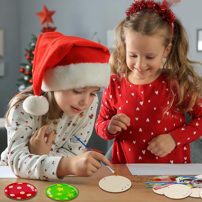 Fennoral 9 Pack Christmas Wind Chime Kit for Kids Make You Own Christmas Candy Wind Chimes DIY Paint Wooden Art and Craft for Girls Boys Christmas Craft Supplies Christmas Tree Decorations